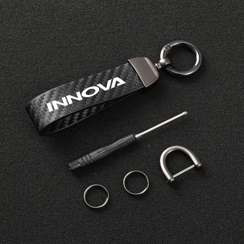 High-Grade Leather Motorcycle keychain Horseshoe Buckle Jewelry fortoyota INNOVA ZENIX with logo car Accessories