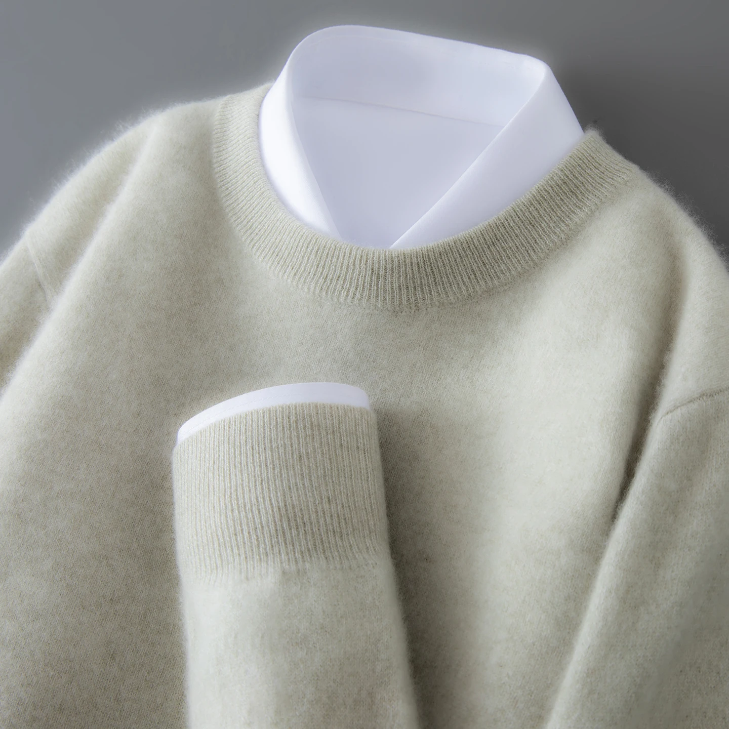High-end 100% Goat Cashmere Sweater Autumn Winter Men's O-Neck Long Sleeve Pullover Smart Casual Thick Warm Cashmere Knitwear