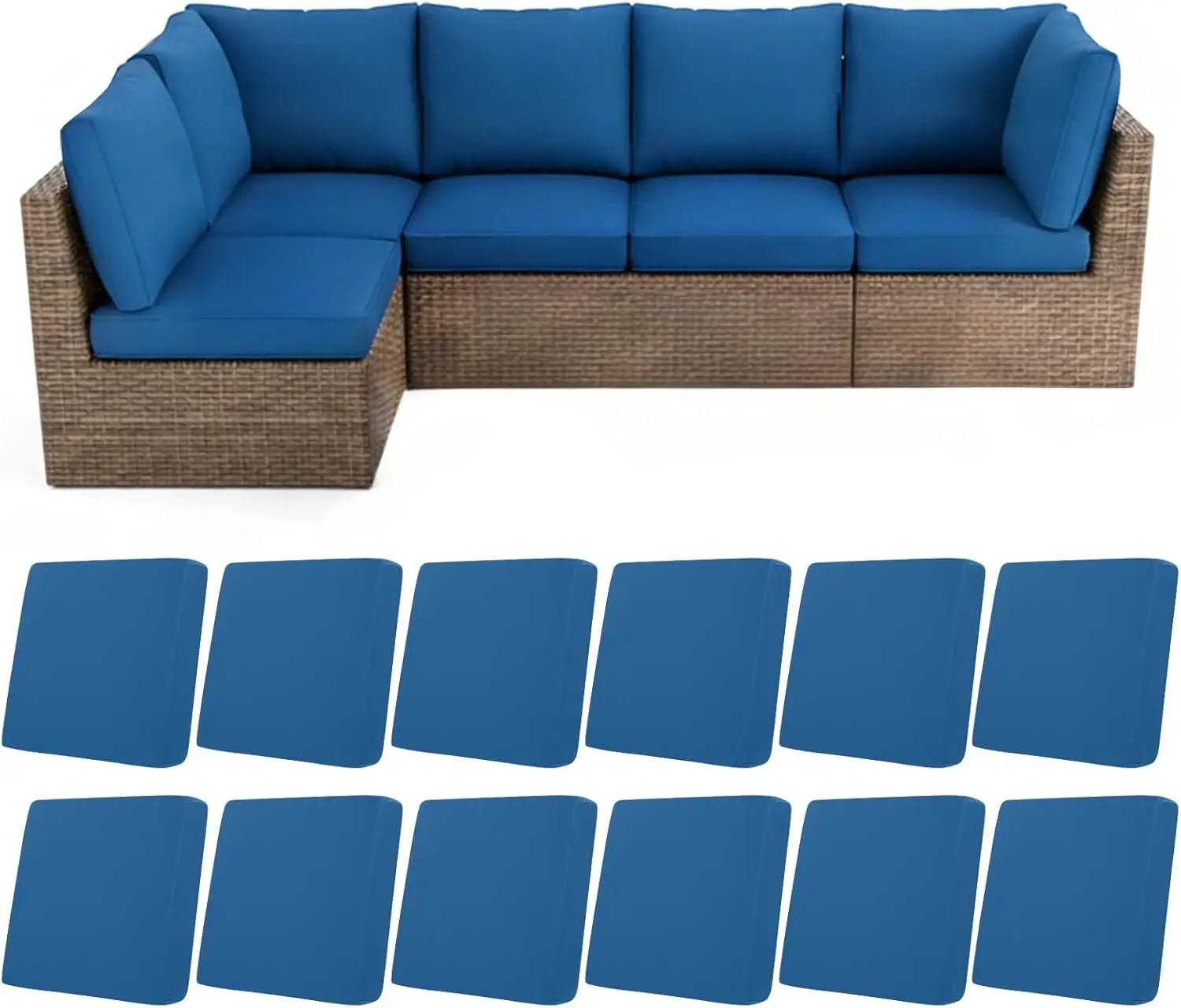 

12pcs Waterproof Outdoor Cushion Covers Set, Washable Reusable Slipcovers for Patio Furniture Protector and Chair Seat