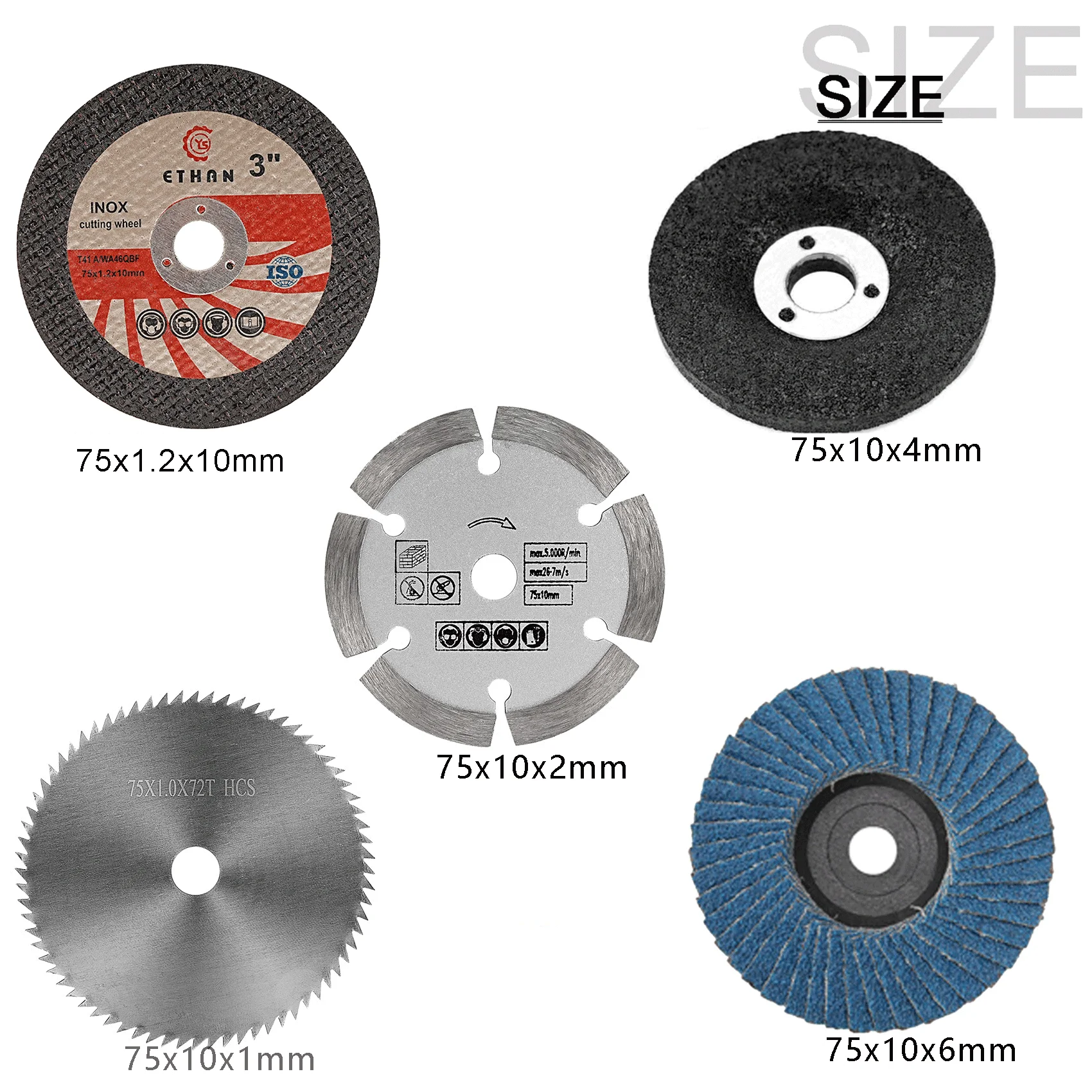 5pcs/set 75mm Grinding Wheel 3