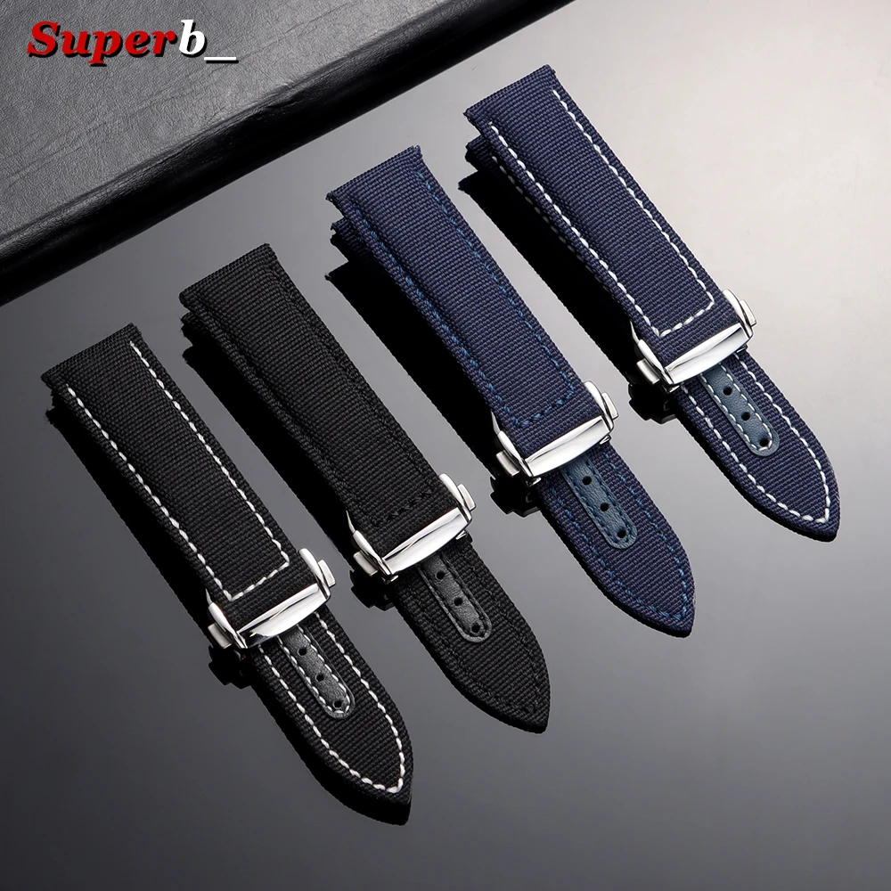 Folding Buckle Nylon Watchband for Omega Seamaster 300 Watch Strap for Speedmaster AT150 20mm 22mm Canvas Men's Sport Bracelets