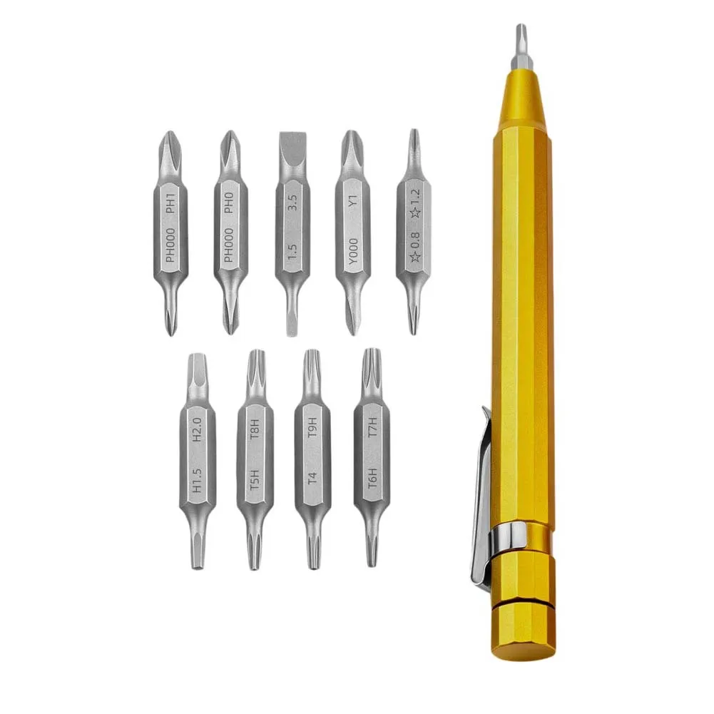 19 In 1 Precision Screwdriver Set Aluminum Alloy Pen Style With Magnetic Bits For Phone Glasses Watch Notebook Repair Tool Kit