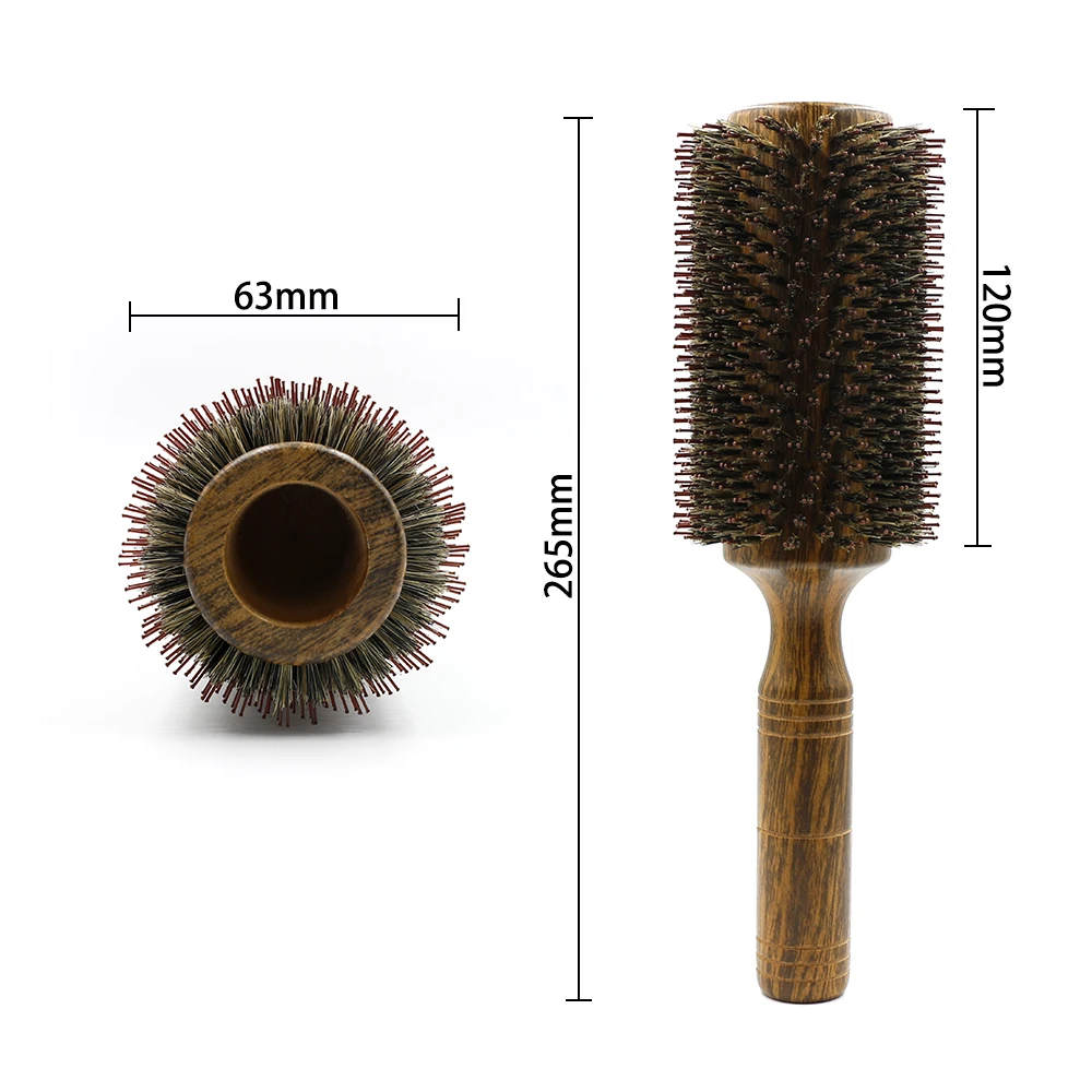 Professional Boar Bristle Round Hair Brush for Women and Men Hair Styling Comb Salon Hairdressing Hairdresser Wood Round Brush