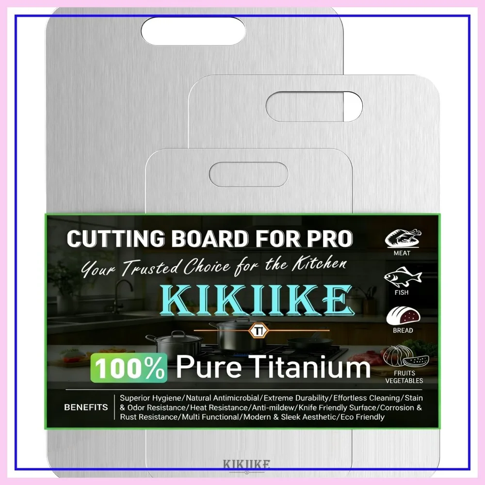

100% Pure Titanium Cutting Board 3-Piece Set - Double-Sided Non-Stick Durable Kitchen Chopping Boards