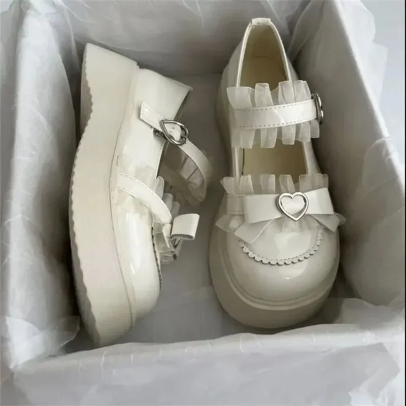 Round Toe Thick Sole JK Lolita Mary Jane Cute Women Shoes with Bow Sweet Simple Comfortable Versatile Casual Loafers ladiesshoes
