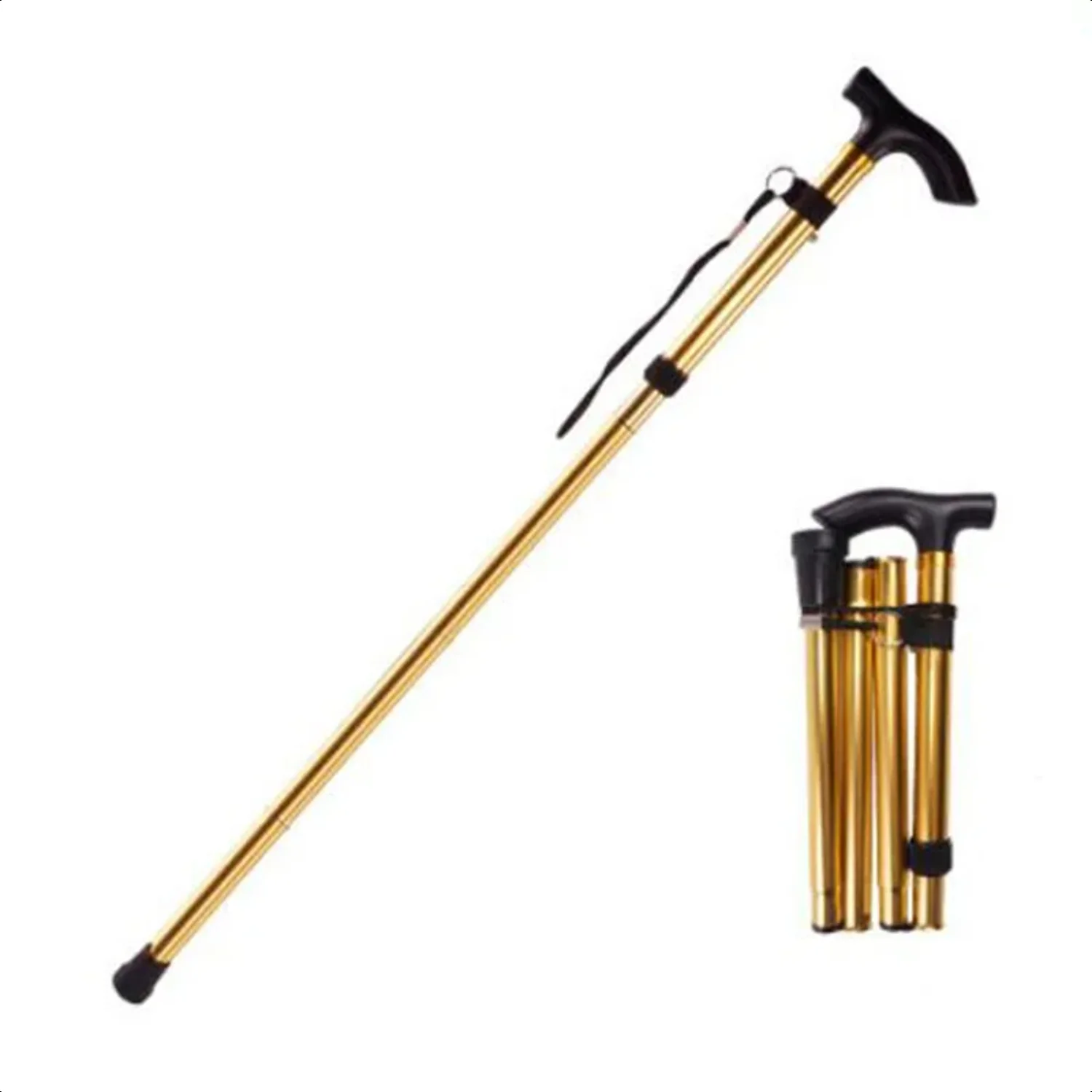 Multifunction Walking Stick Trekking Poles, Telescopic Fold, Hiking Crutch, Elderly Metal Cane, Outdoor