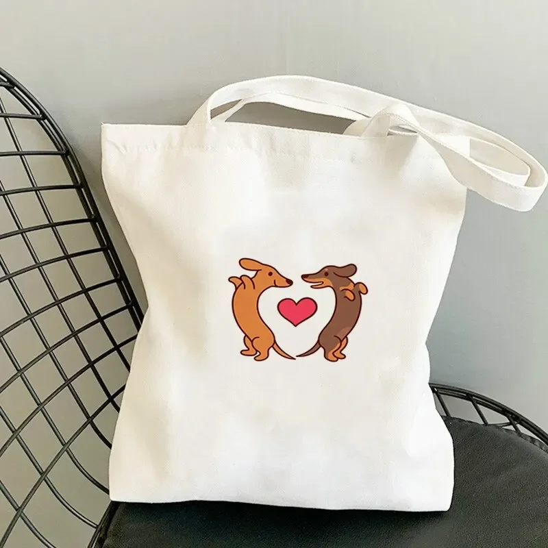 Dachshund Dog Shopping Bag Bags with Handle Travel Designer Handbags Funny Animal Tote Bags Canvas Women\'s Shoulder Bags