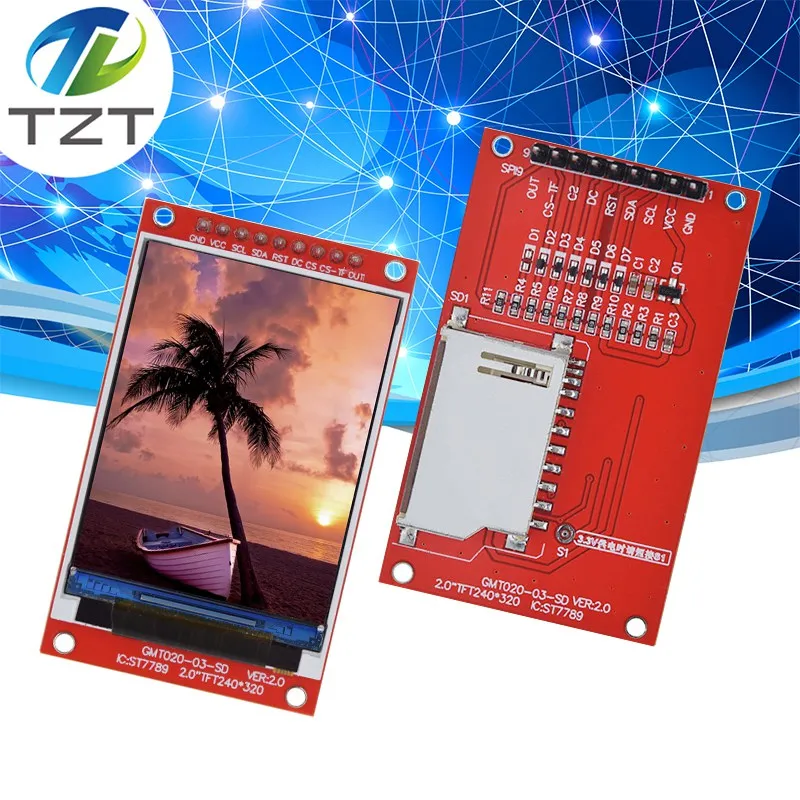 

2,0-дюймовый TFT-дисплей IC ST7789V 240x320 матричный SPI-интерфейс для Arduio полноцветный модуль ЖК-дисплея с SD-картой