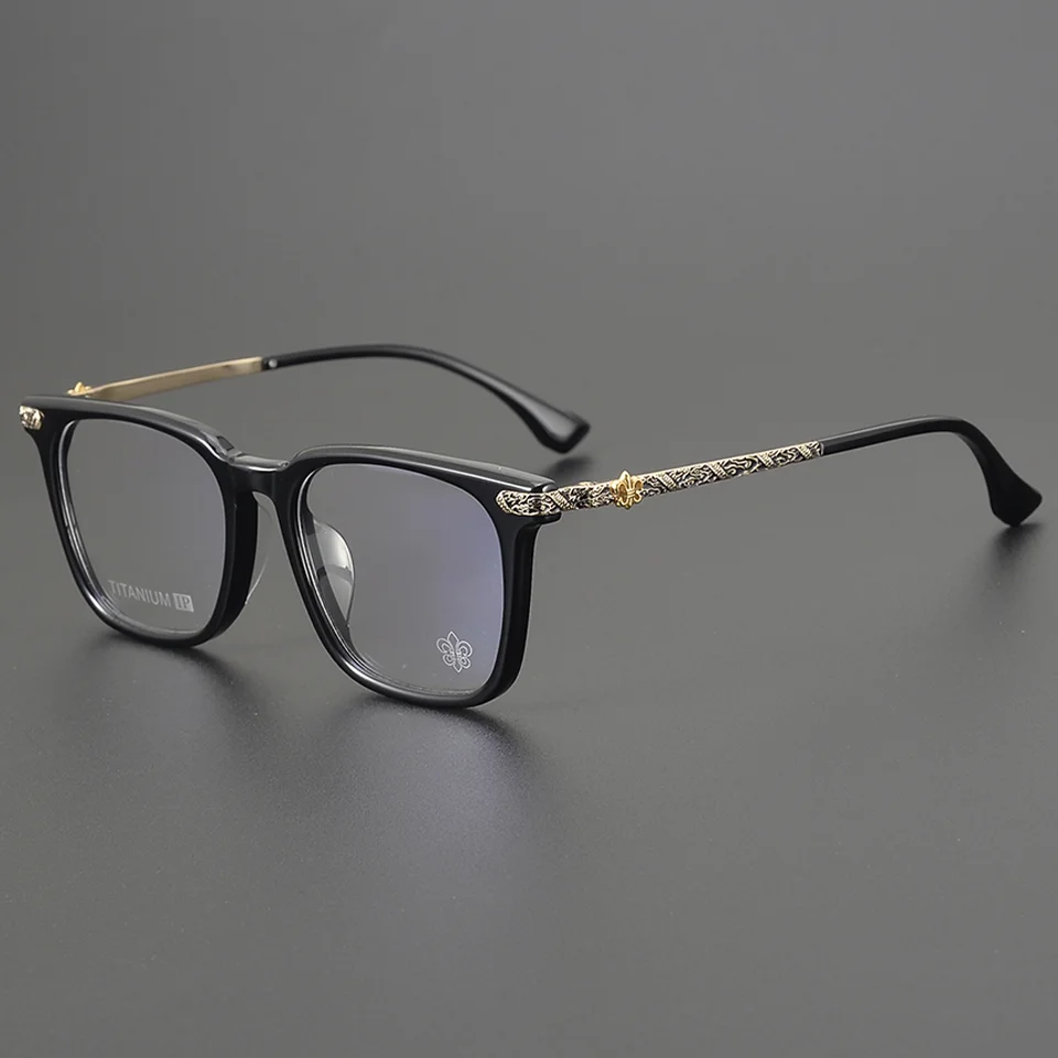 World Fashion Trend Top Designer Retro Men's Luxury Glasses Casual Exquisite Pattern Decoration Women's Acetate Eyeglasses Frame