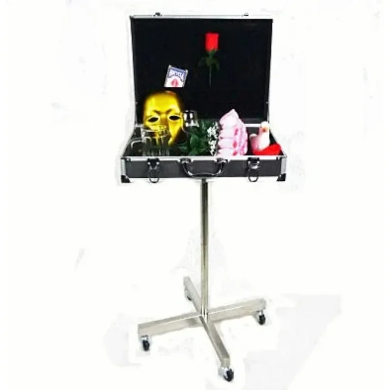 

Fine Black Aluminum Box Magic Table (Roller type Stainless Steel stents) Magic Tricks Magician Stage Accessories Gimmick Props
