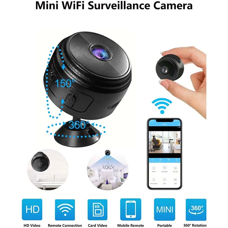 Mini Camera USB Rechargeable Mini Camera Home Wireless HD Camera Micro Video Surveillance Camera Rotatable Wide Coverage Camera