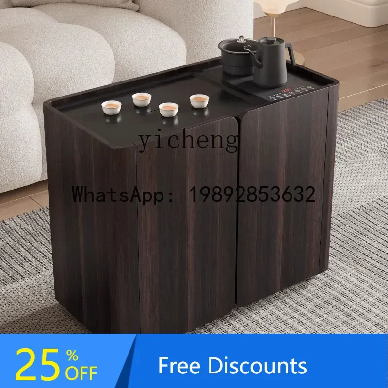 

LYYTqh Solid Wood Small Coffee Table Movable Balcony Tea Cabinet Trolley Sofa Side Table Tea Making