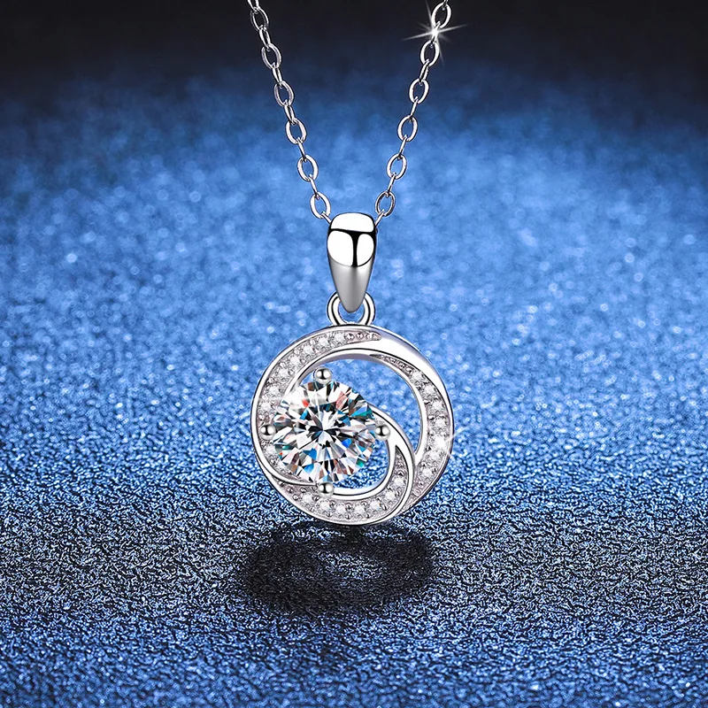 

D-color moissanite pendant 18K gold inlaid with 1-carat moissanite fashionable diamond necklace platinum PT950 imprint