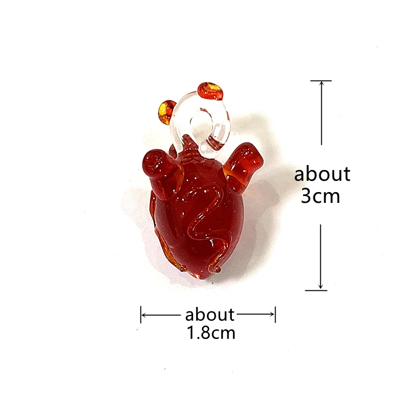 Creative Cute Heart Shape Charm Glass Pendant Mini Anatomical Heart Ornament DIY Craft Supplies Perfect Gift for Handmade Lovers
