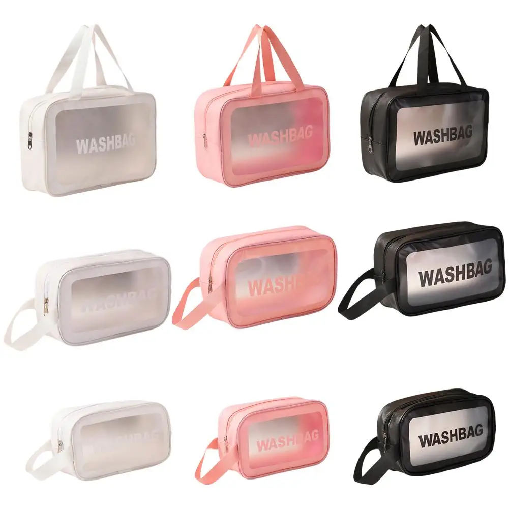 3Pcs Portable Travel Wash Bag Female Transparent Waterproof Makeup Storage Pouch Large Capacity Cosmetic Organizer Women Case