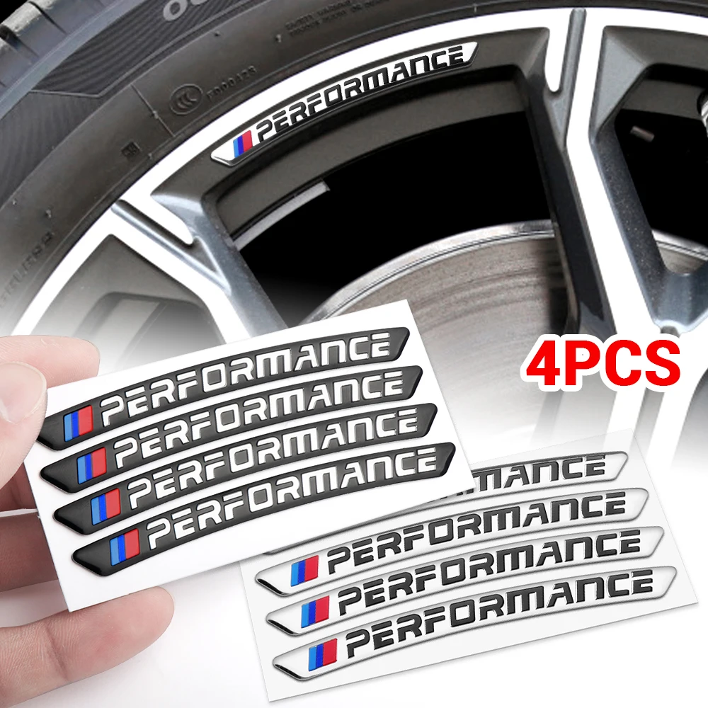 4pcs Aluminium Car Wheel Rim Stickers Decals For BMW Performance M2 M3 M5 320 325 E28 E30 E34 E36 E39 E46 E52 E53 E60 E61 E62