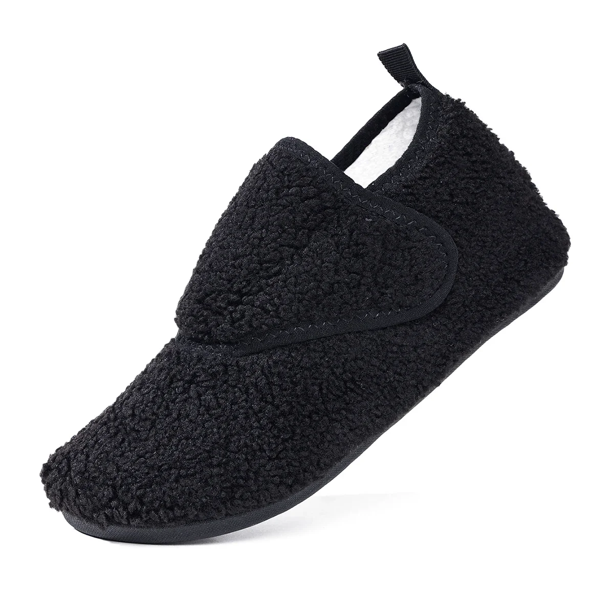 Men's Winter Warm Slippers Adjustable Velcro Fleece Lined House Shoes Non Slip Cotton Shoes Large Size 34-47
