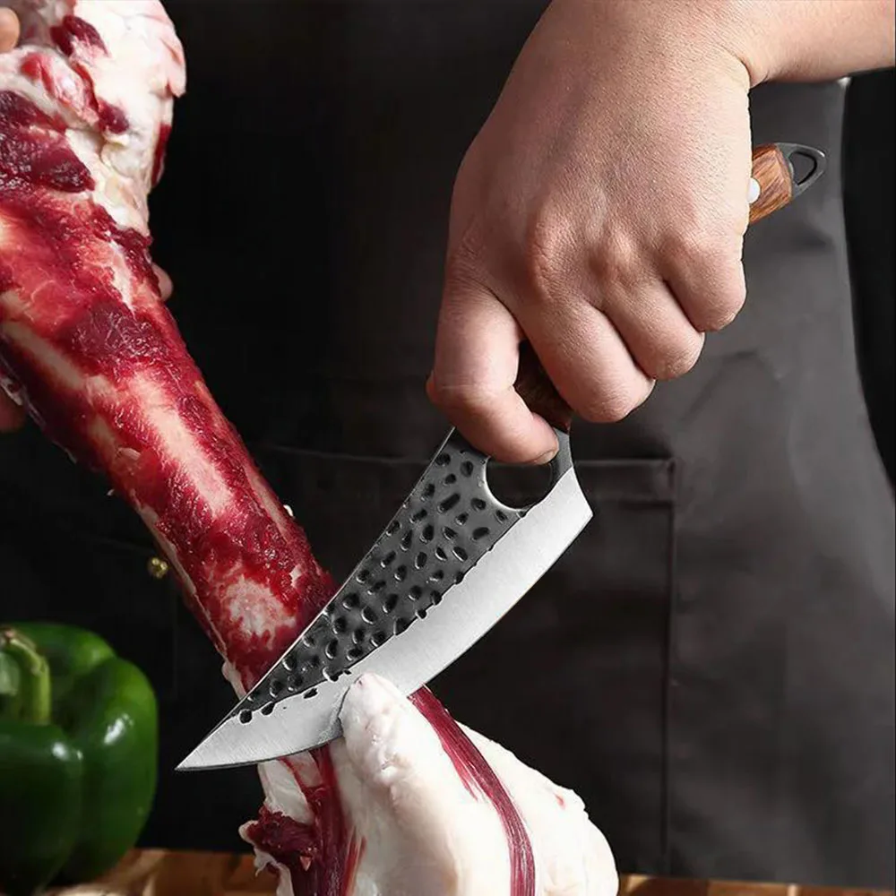 Chef Knife Handmade Forged Butcher Boing Knife Fish Filleting Cleaver Meat Chop Vegetable Kitchen Knives Stainless Steel Blade