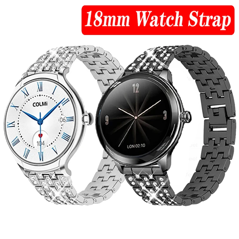 18mm Diamond Strap For Colmi L10 Smart Watch Stainless Steel Bracelet For Colmi V33 Watchband for colmi v33 l10 Wristband Correa