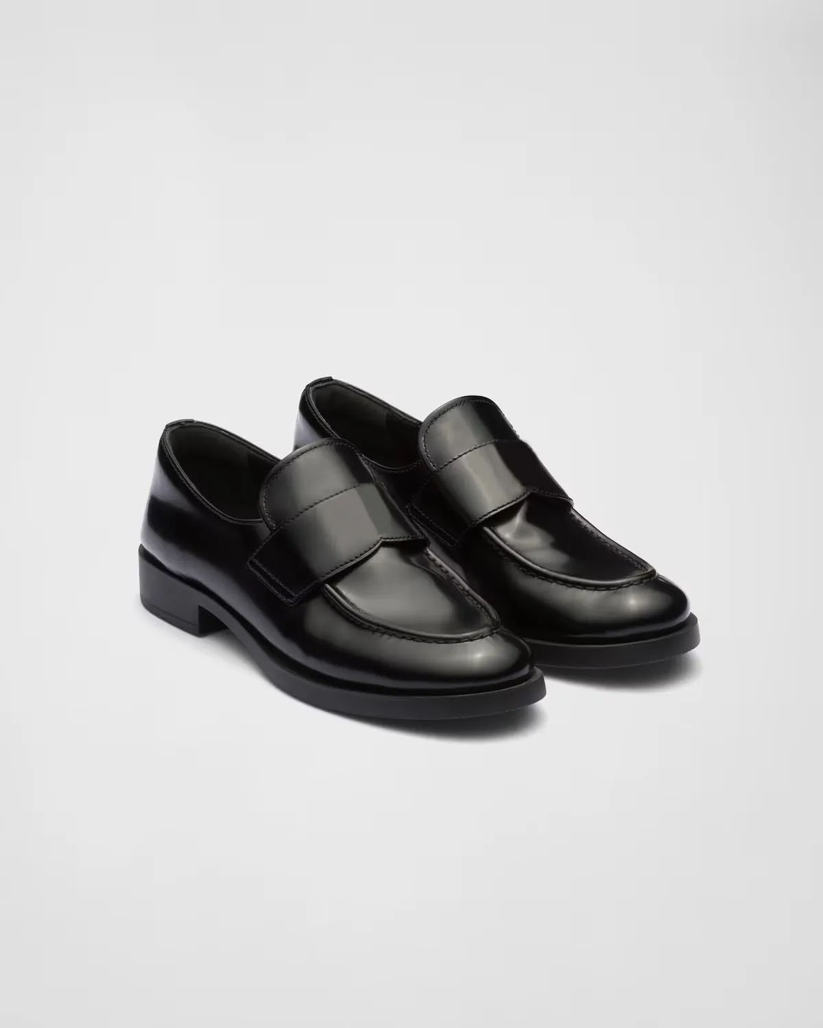 

Women's Black Brushed Leather Loafers