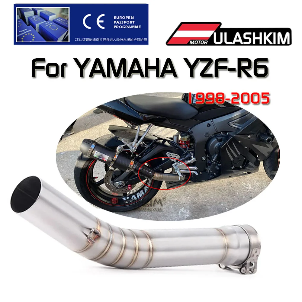 Motorcycle Exhaust System YZF-R6 R6 1998-2005 Motorcycle 51mm Link Middle Pipe System Muffler Front Header Pipe R6