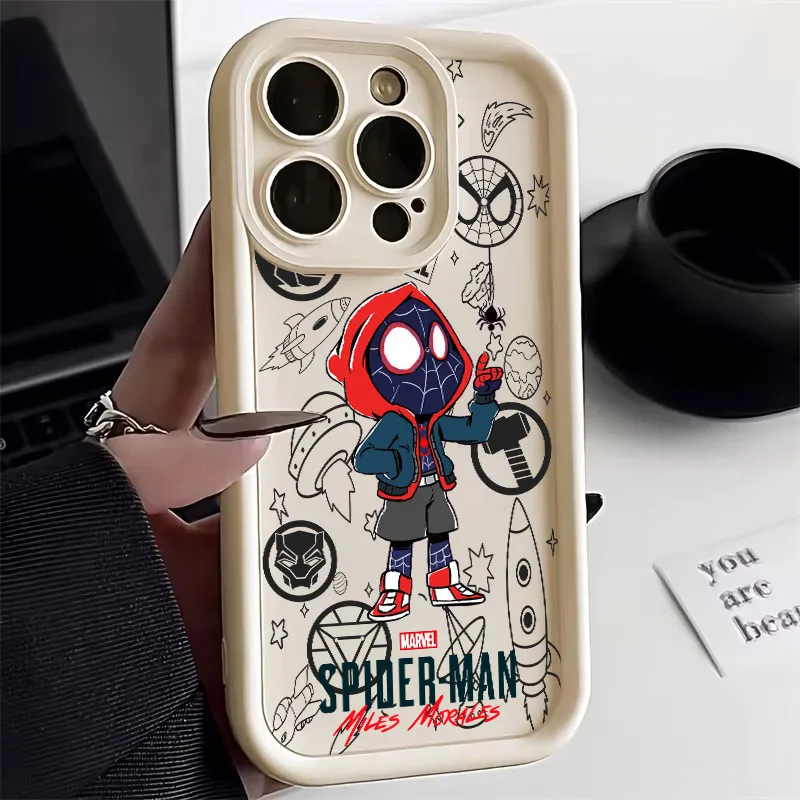 Funda de Silicona con Diseño de Spiderman Miles Morales para iPhone 17E 11 12 13 14 15 16 17 Pro Max, Fundas 17 Air Plus 16e 13Mini