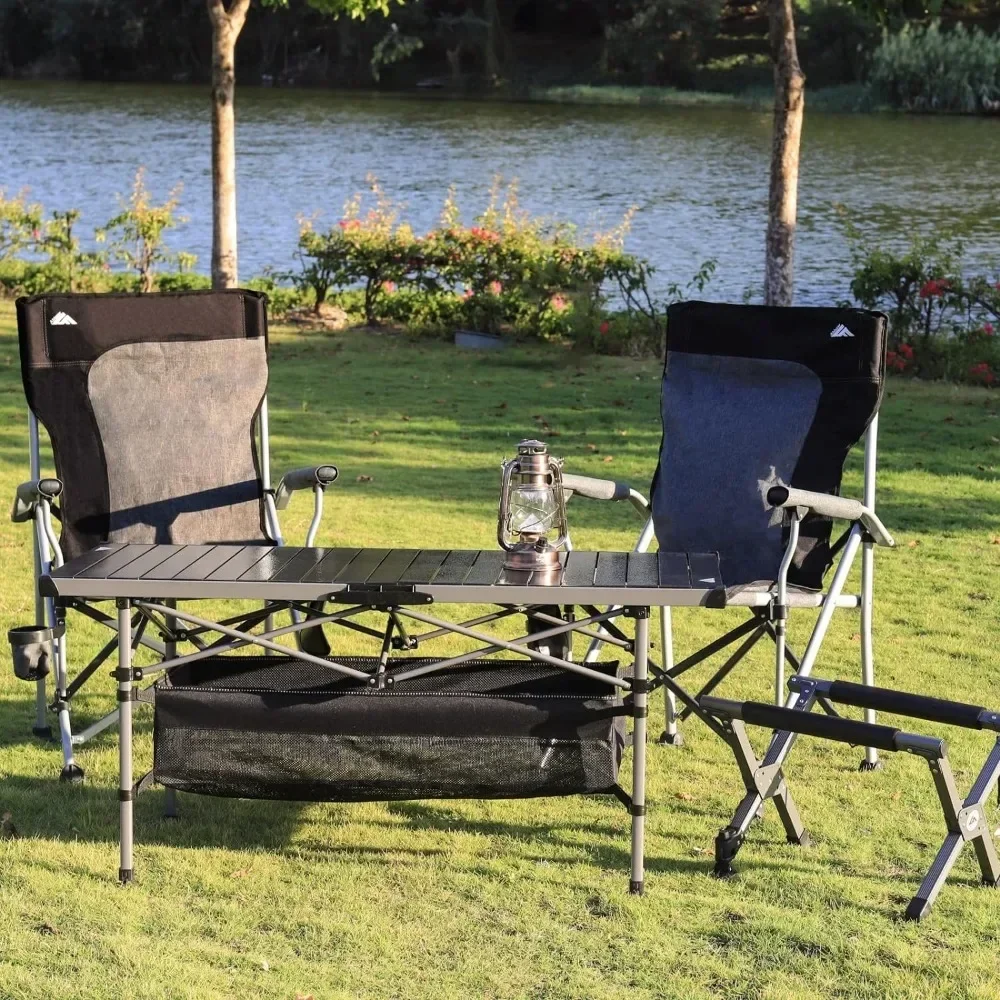 

2-упаковка походных стульев для взрослых, сверхпрочный складной стул для кемпинга, складной стул для лужайки с боковыми карманами