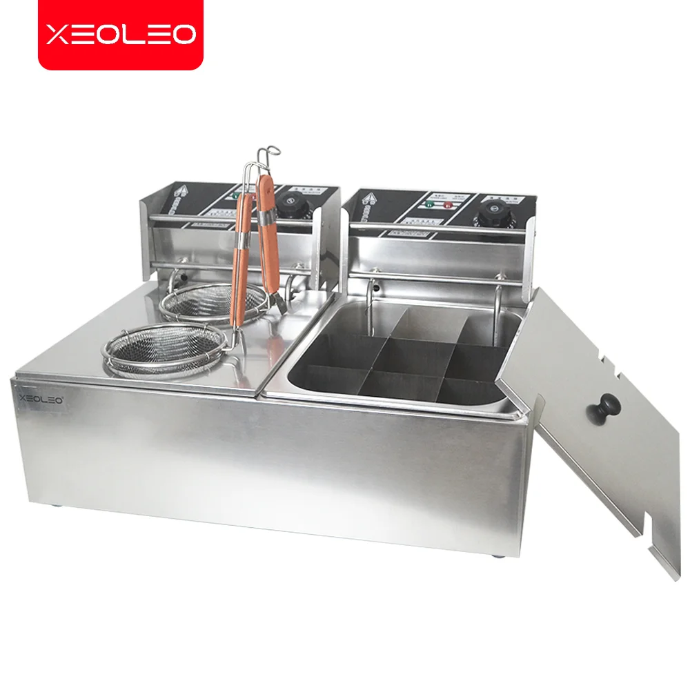 

XEOLEO Electric Pasta Boiler Two-in-one Combination Furnace Noodle Cooker with Oden Pot Stainless Steel Restaurant Equipment