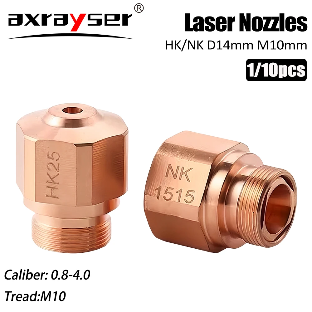 1/10pcs Laser Nozzles D14 Single Double Layer NK HK Series Caliber 0.8-4.0mm Thread M10 for Fiber Cutting Head HK15 3-01912