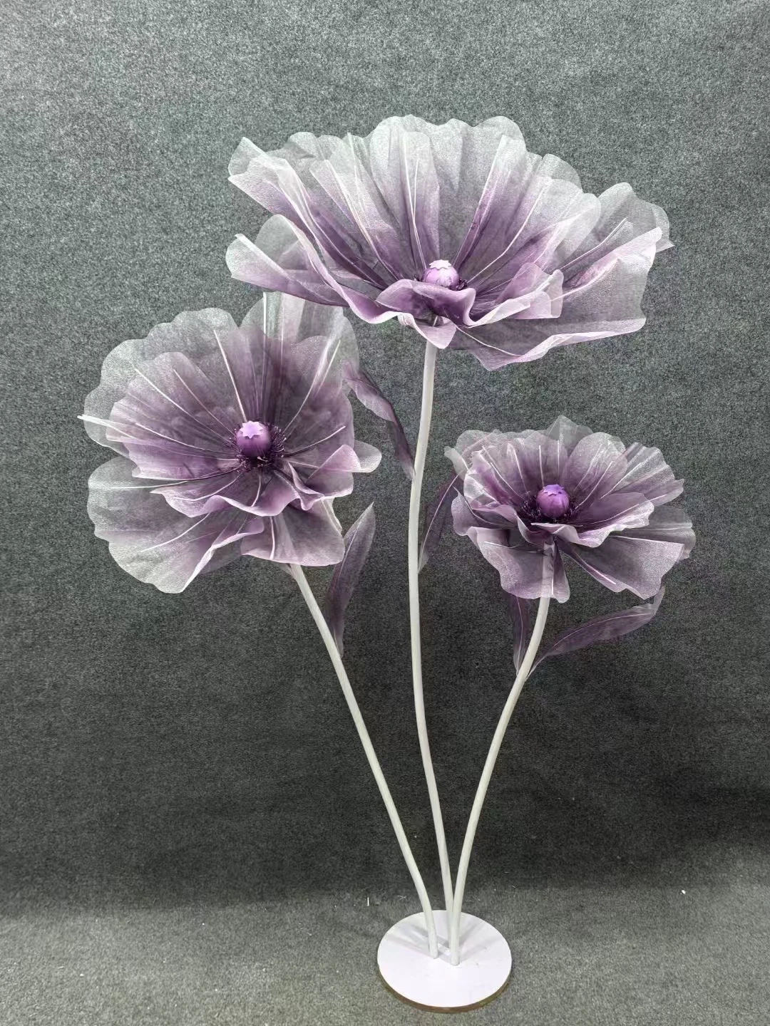 

3Pcs Set Giant Gauze Flowers Poppy Artificial Wedding Road Guide Flower Stand Birthday Party Backdrop Decor Stage Window Layout