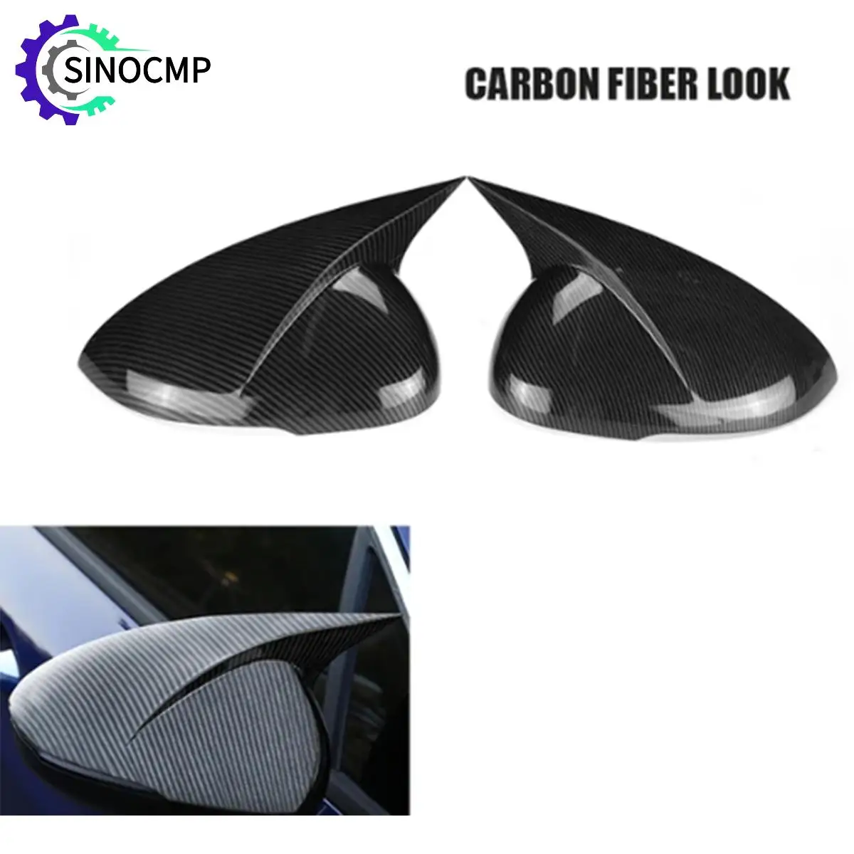 

SINOCMP 2PCS Side Door Rearview Mirror Cover Caps For KIA K5 Optima 2020 2021 Carbon Fiber Mirror Cap Cover Auto Exterior Parts