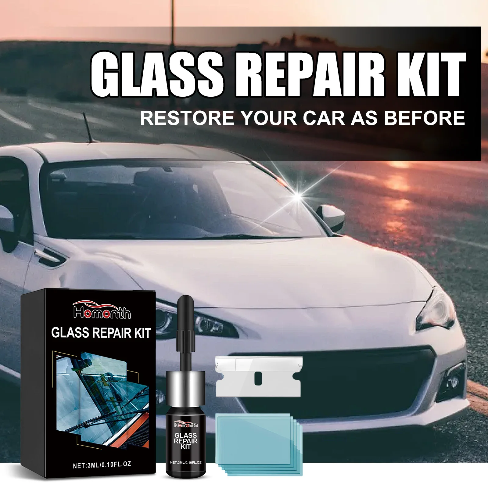 Car Windshield Cracked Repair Kit DIY Window Phone Screen Kit Curing Glue Auto Glass Scratch Crack Restores Accessories Clean