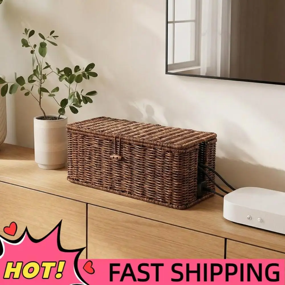 

Настольный органайзер для кабелей ручной работы с крышкой и кнопочным замком, коробка для скрытия проводов на полу, для офиса и дома