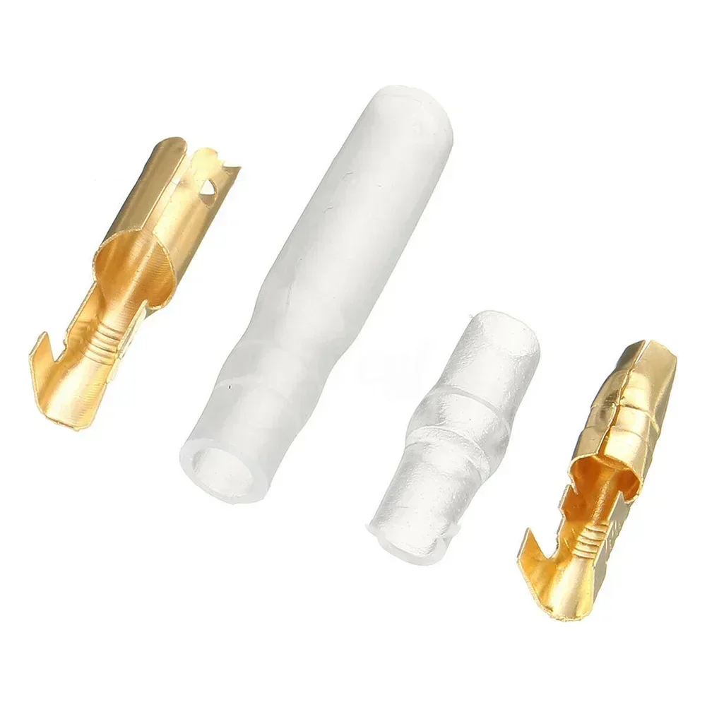 200x Connector 3.9mm Male & 4.0mm Female 50 Set Transparent Uninsulated W/ Sleeve Connectors Crimp Electrical Insulation