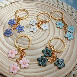 Cute Keychain Key Ring Blossoms Key Chains For Women Men Handbag Accessorie DIY Handmade Jewelry Gifts