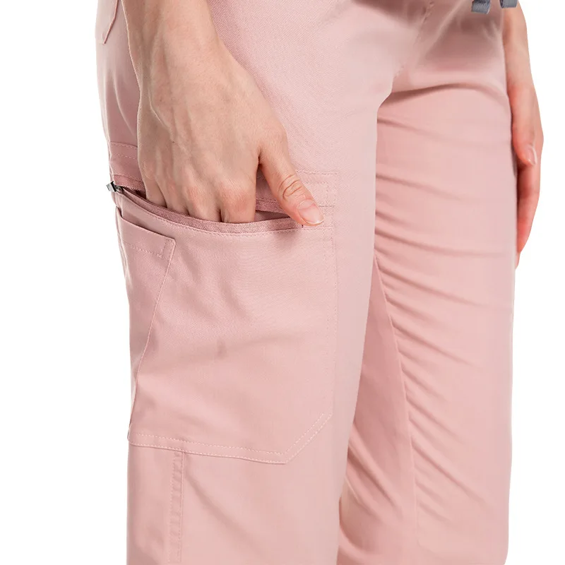 無地スクラブパンツ ラボ手術パンツ ユニセックス医師と看護師の制服作業パンツ 看護師アクセサリー 医師パンツ