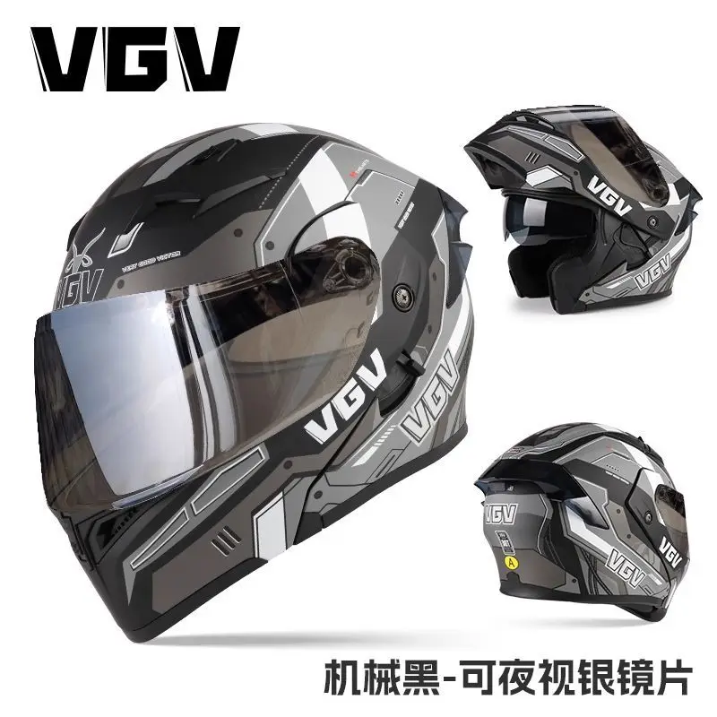VGV 3C Certified Modular Motorcycle Helmet Flip-up Full Face Winter All-Season Unisex Safety Helmet