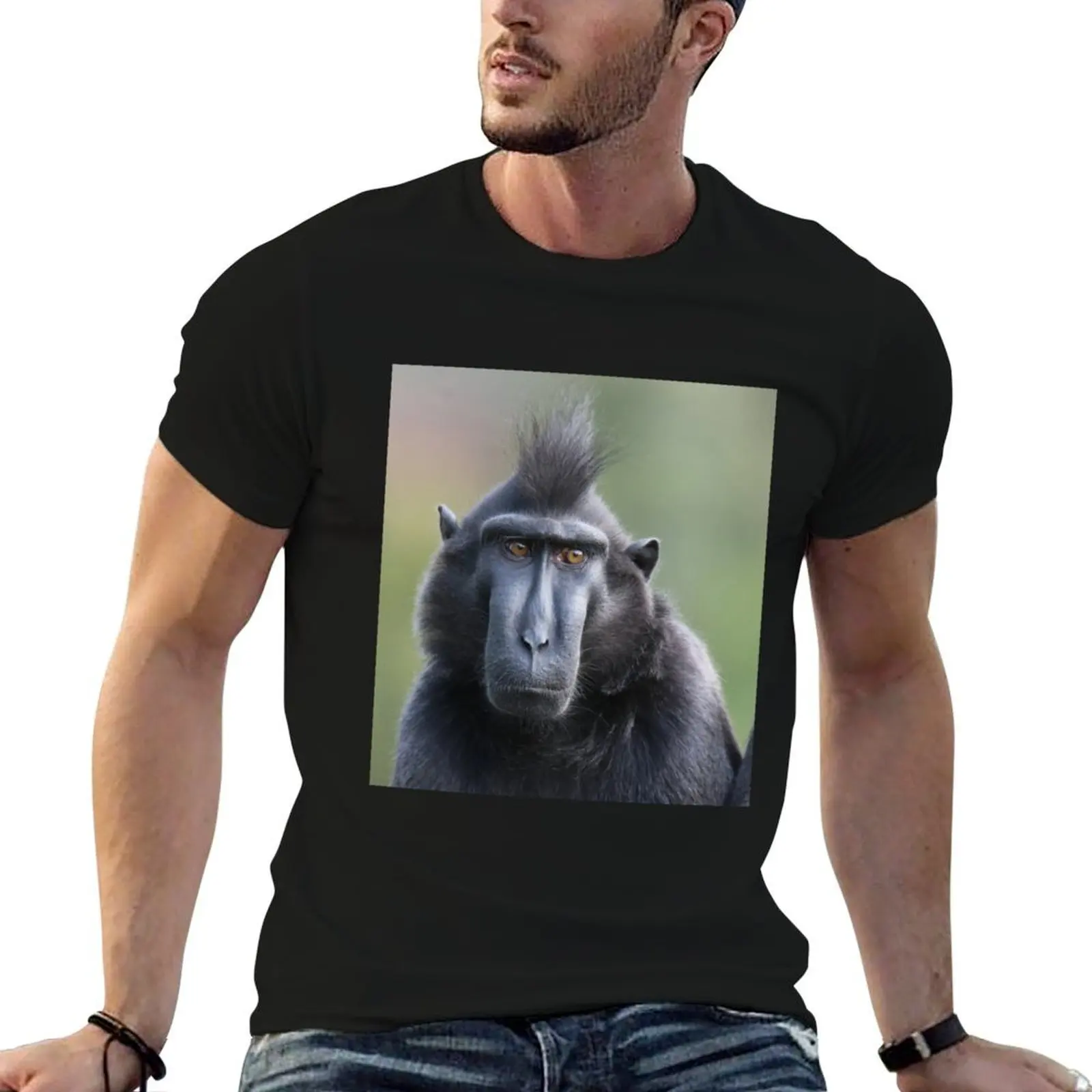 

Sulawesi Crested Black Macaque T-Shirt t shirts for man graphic tees man t shirt heavy cotton T-Shirt