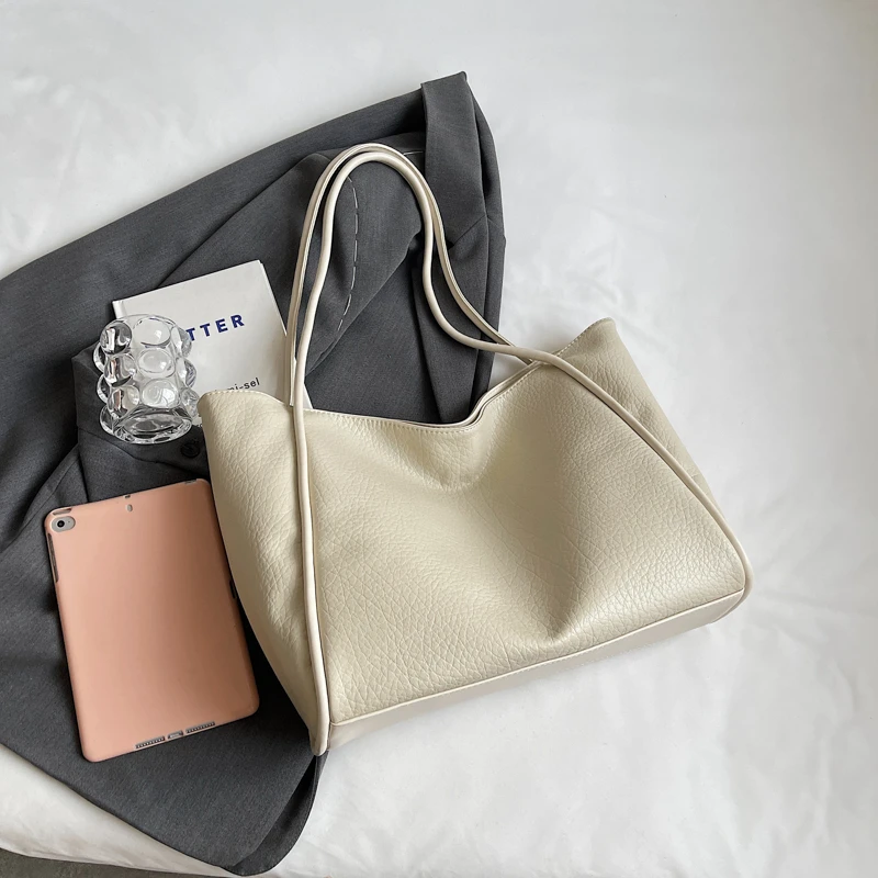 Weiche Leder frauen Tasche Hohe Kapazität Schulter Frauen Tasche Einfache Einfarbig Handtasche Geldbörse Weibliche Top-Griff Tasche Büro handtasche – Detail 12