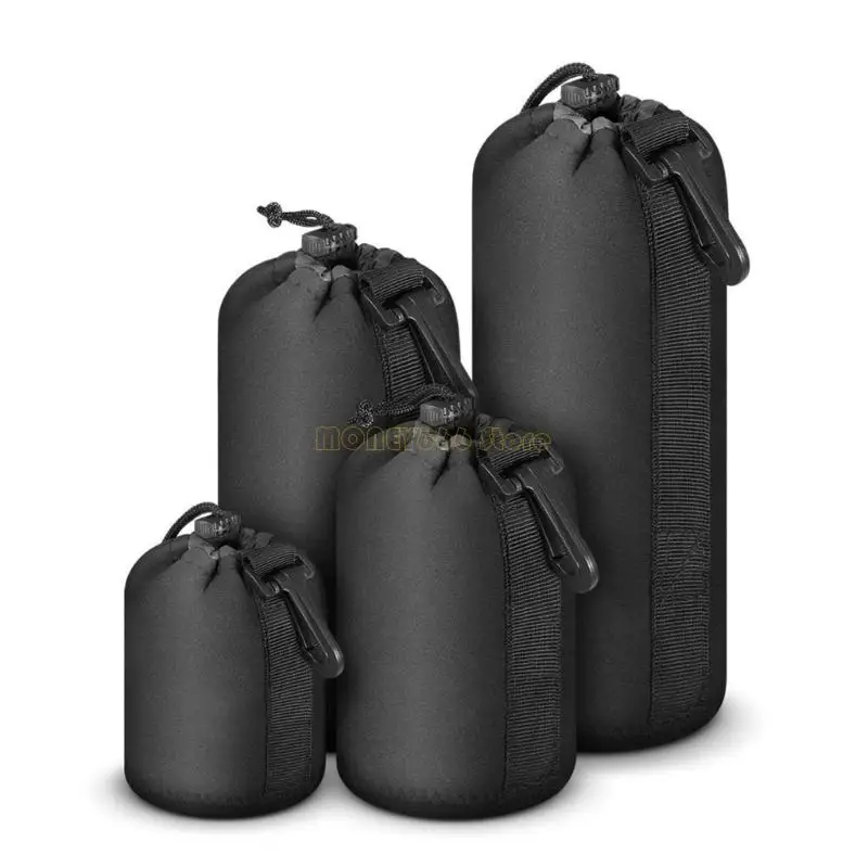 F62C 4PCS Caixa à prova d'água Bag cordão vintage DSLR Bag lente macia Caixa capa para a bolsa câmera viajante