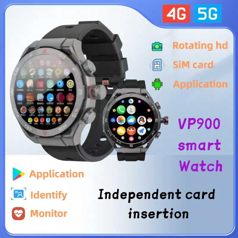 2026 smartwatch VP900 WiFi GPS Navigation AMOLED HD Screen Fitness 4G SIM Card Camera Video Call Waterproof smart watch men
