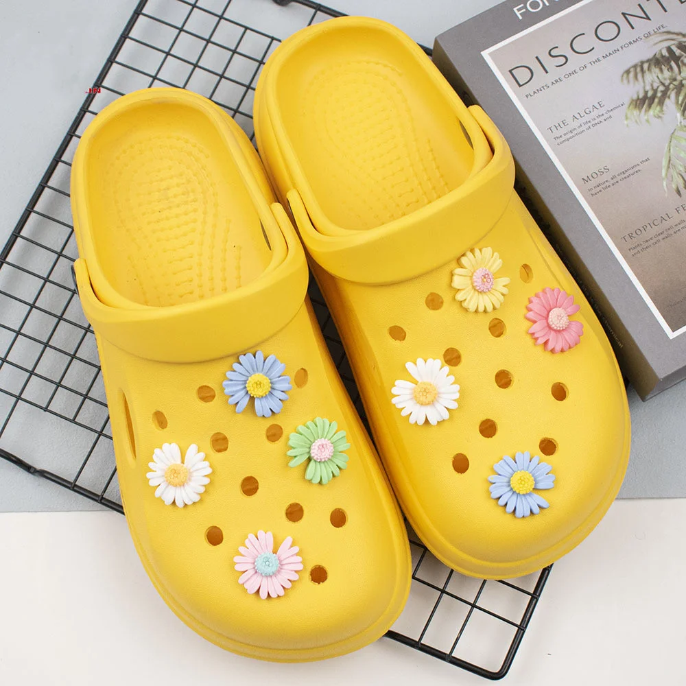 Aksesori sepatu lubang bunga Daisies warna-warni Aksesori gesper sepatu bunga 5-kelopak lucu dekorasi sepatu bunga DIY