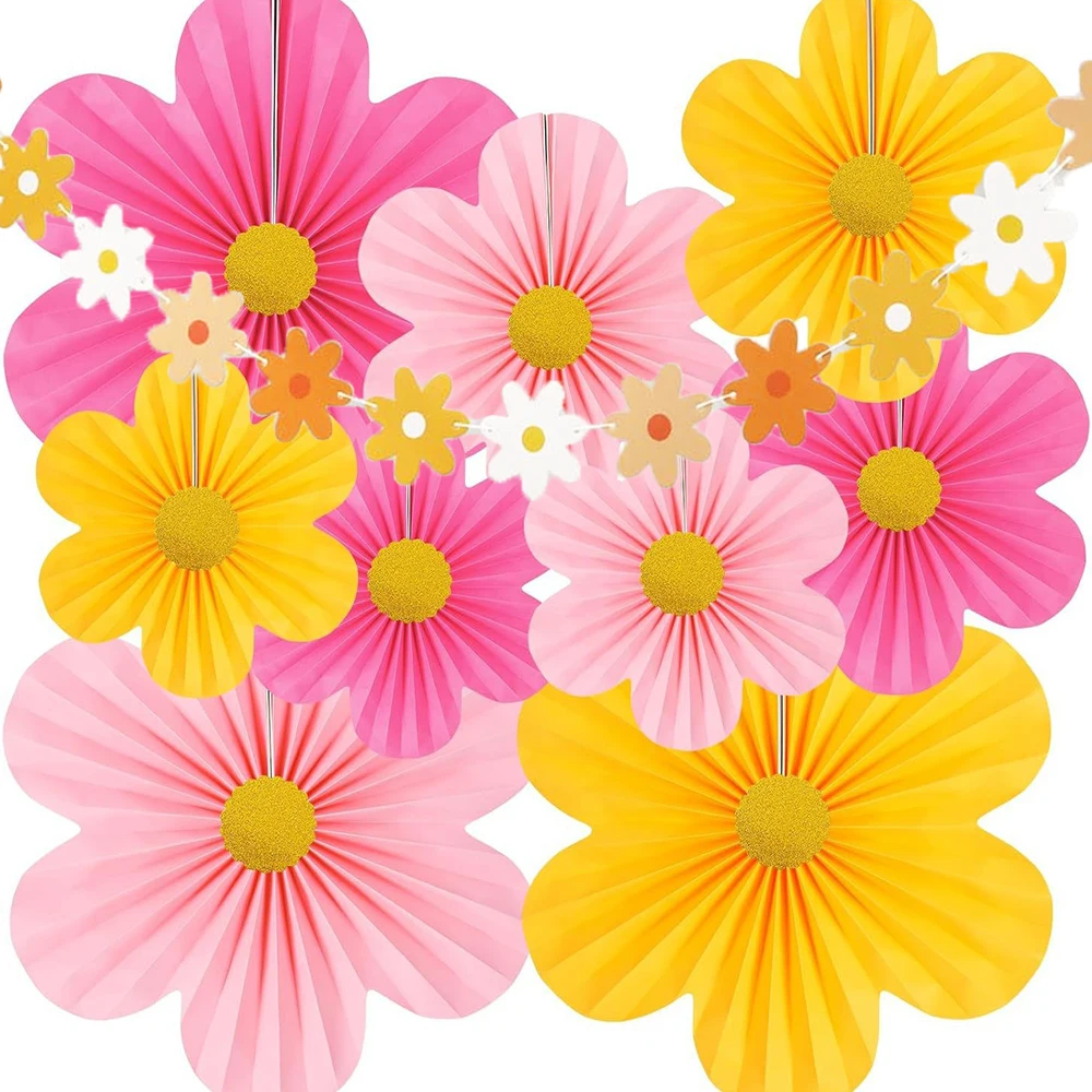 10 Stück Papierblumen-Dekorationen, Party-Papierfächer, florale Pom Poms, florale Hintergrunddekoration für Hochzeiten, Geburtstagsfeiern, Dekorationen – Detail 15