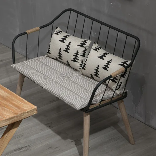 

Canyang modern simple assembled solid wood household backrest dining chair computer chair restaurant wrought iron sofa leisure