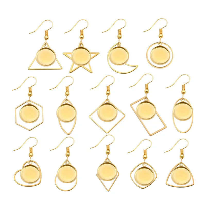 

10pcs Stainless Steel 12mm Cabochon Earring Base Setting Geometric Irregular Blank For DIY Jewelry Earring Accessories