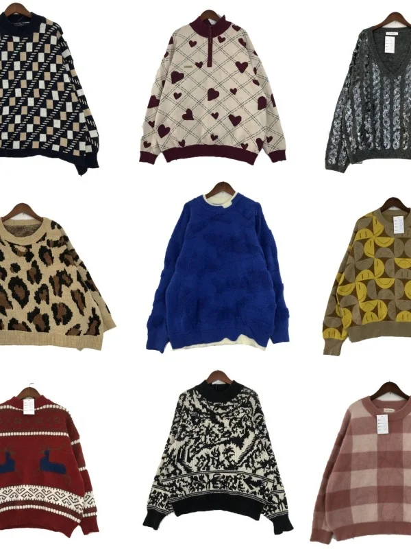 

Винтажный шерстяной вязаный свитер, зимний теплый уличный свитер с мультяшной вышивкой, прямой крой, длинный свек, круглый топ