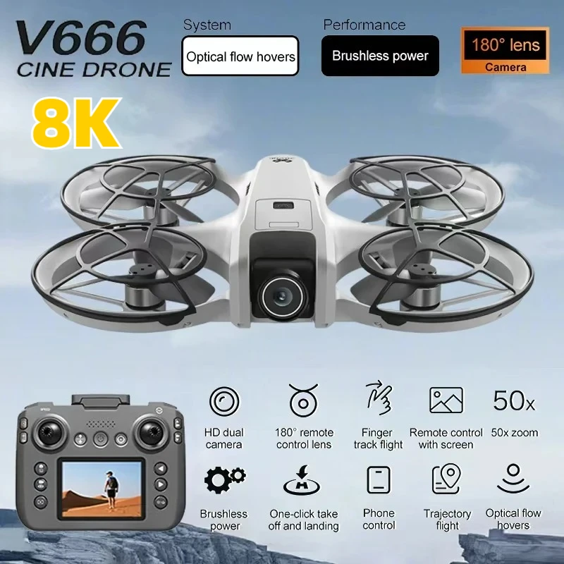 

VEVLO MINI V666 RC Drone 4K HD 5G WIFI FPV Obstacle Avoidance Brushless Motor Altitude Hold Headless Mode Quadcopter Toy Gift