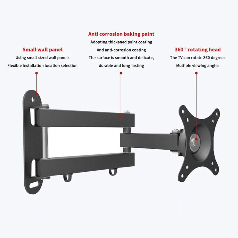 フルモーションテレビモニター壁掛けブラケット関節式アームスイベルチルトエクステンション回転ほとんどの10-32インチフラット曲面テレビに対応