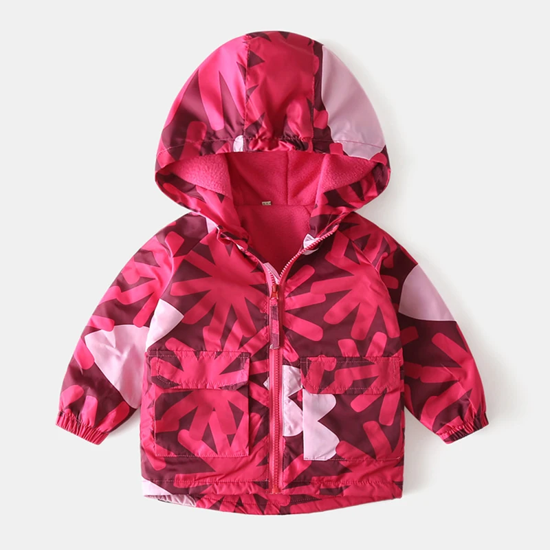 2 3 4 5 6 7 Years Baby Girls Jacket Autumn And Winter Plus Velvet Warm Boys Outwear Fashion Hooded Zipper Kids Windbreaker Coats