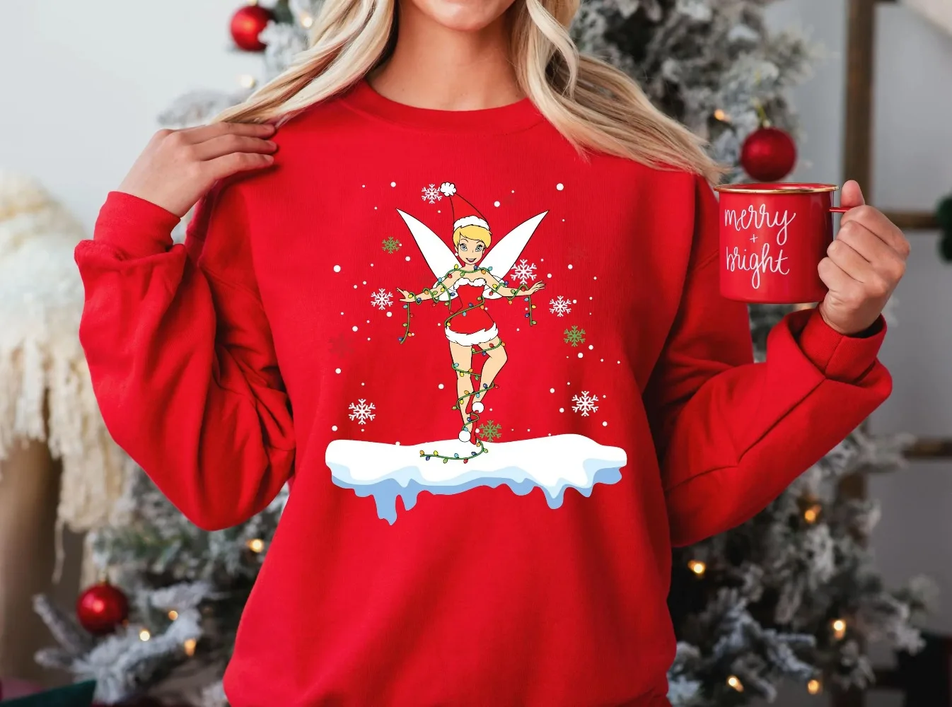 Tinkerbell Moletom de Natal Tinkerbell Moletom de Natal da Disney Suéter de Natal da Princesa da Disney